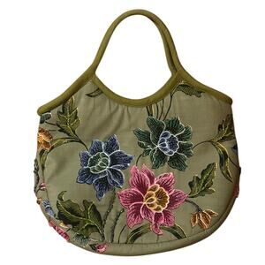 Bellissima Green Floral Embroidered Quilted Handbag